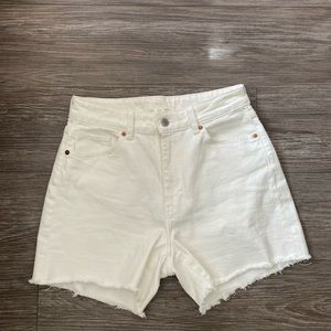 white denim shorts